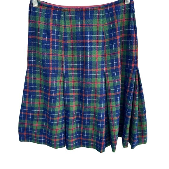 Pendleton Vintage Wool Green Blue Tartan Plaid Pleated Cheerleader Mini Skirt S - Picture 3 of 8